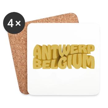 Antwerp Belgium Wortbild Retro Stil - Untersetzer (4er-Set) - Weiß - Vorne