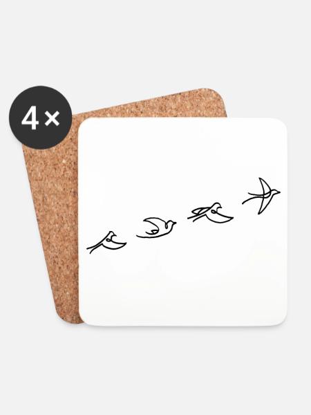 Der Flug des schwarzen Vogels - Untersetzer (4er-Set) - Weiß