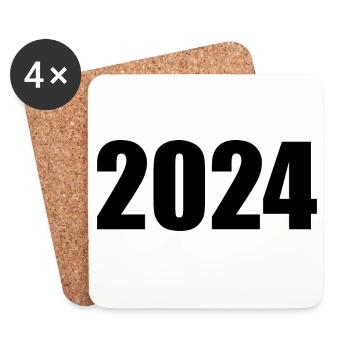 2024 blanc Nouvel An Nouvel An noir - Dessous de verre (lot de 4) - blanc - Devant