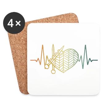 Knitting heartbeat knit ECG pulse - Coasters (set of 4) - white - Front