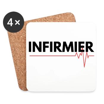 Cadeau 'Infirmier', pour les Soignants - Dessous de verre (lot de 4) - blanc - Devant