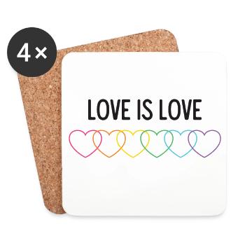 Pride Month LGBT - Love is Love - Coasters (set of 4) - white - Front