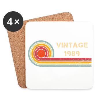Vintage 1989 Geburtstag Retro Design - Untersetzer (4er-Set) - Weiß - Vorne