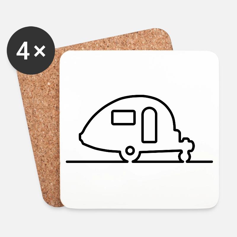 Teardrop - Wohnwagen / Caravan - Kontur - Untersetzer (4er-Set) - Weiß