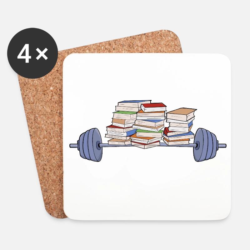 Heben von Gewichten und Büchern - Untersetzer (4er-Set) - Weiß