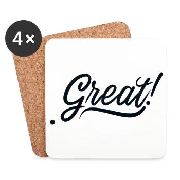 "GREAT". Grand, Message de motivation - Dessous de verre (lot de 4) - blanc - Devant