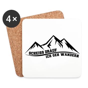 Scheiss drauf ich geh wandern lustiger Spruch - Untersetzer (4er-Set) - Weiß - Vorne