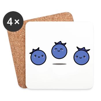 Blueberries | Blueberry | The three of us - Coasters (set of 4) - white - Front