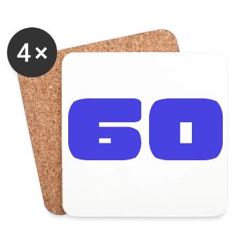 60. 60 ANS. 60e ANNIVERSAIRE. ANNIVERSAIRE 60 ANS. - Dessous de verre (lot de 4) - blanc - Devant
