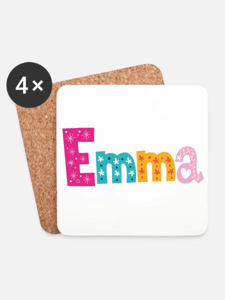 Personalisierter Emma-Name - Untersetzer (4er-Set) - Weiß