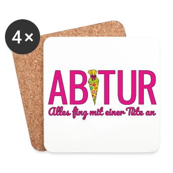 Abi 2026 Alles fing mit einer Tüte an Abitur 2026 - Untersetzer (4er-Set) - Weiß - Vorne