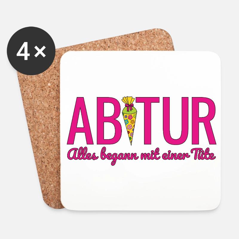 Abi 2026 Alles begann mit einer Tüte Abitur 2026 - Untersetzer (4er-Set) - Weiß