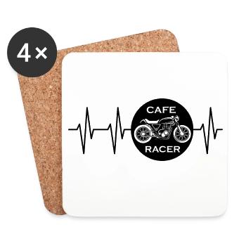 café racer symbol pulse motorcycle biker caferacer - Coasters (set of 4) - white - Front