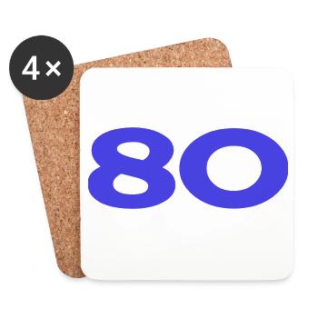80. 80 YEARS. 80th ANNIVERSARY. 80TH BIRTHDAY. - Coasters (set of 4) - white - Front