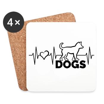 Heartbeat, Heart, Pulse, Dogs, Dogs, Dog, Animals, Friends - Coasters (set of 4) - white - Front
