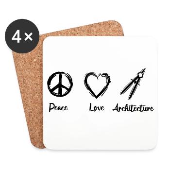 Peace Love Architecture - Coasters (set of 4) - white - Front