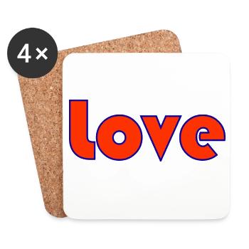 HEART. HEARTS. VALENTINE'S DAY. LOVE. LOVE. COUPLE. - Coasters (set of 4) - white - Front