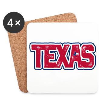 Texas Distressed Wordmark - Coasters (set of 4) - white - Front