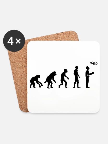 Drohnen Pilot Evolution Entwicklung lustig Design - Untersetzer (4er-Set) - Weiß