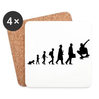Skateboarder Evolution - Untersetzer (4er-Set) - Weiß - Vorne