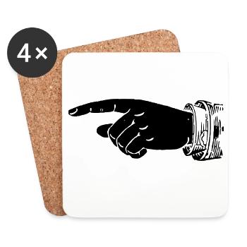 Hand - Finger pointing - Coasters (set of 4) - white - Front