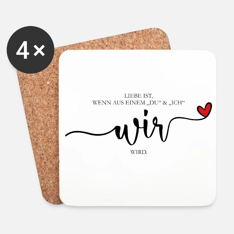 Liebe ist wir -Zusammen Partner Love - Untersetzer (4er-Set) - Weiß