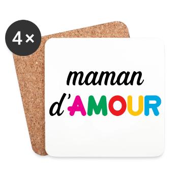 Maman d'Amour - Mother's Day - Coasters (set of 4) - white - Front