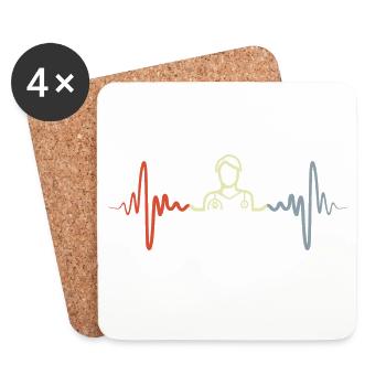 Veterinarian Heart Line - Coasters (set of 4) - white - Front