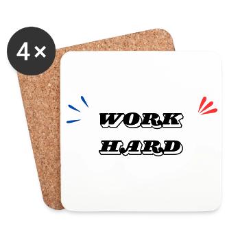 Hart arbeiten Minimal - Untersetzer (4er-Set) - Weiß - Vorne