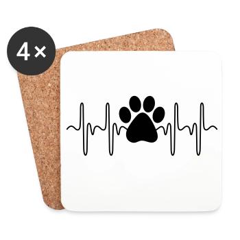 Paw Heartbeat - Coasters (set of 4) - white - Front