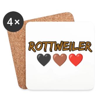 Rottweiler Schriftzug Herzfarben - Untersetzer (4er-Set) - Weiß - Vorne