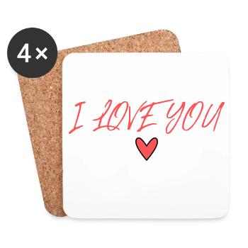 VALENTINSTAG. Junggesellinnenabschied. ICH LIEBE DICH. ICH LIEBE DICH. LIEBE - Untersetzer (4er-Set) - Weiß - Vorne