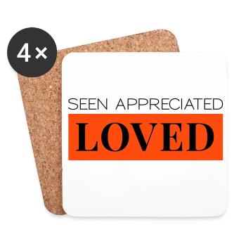 Seen Appreciated Loved zweifarbig - Untersetzer (4er-Set) - Weiß - Vorne