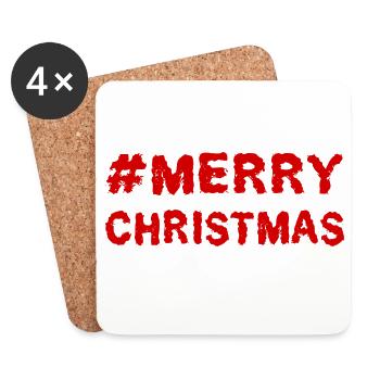 WEIHNACHTEN. FROHE WEIHNACHTEN. FROHE WEIHNACHTEN. WEIHNACHTSMANN - Untersetzer (4er-Set) - Weiß - Vorne