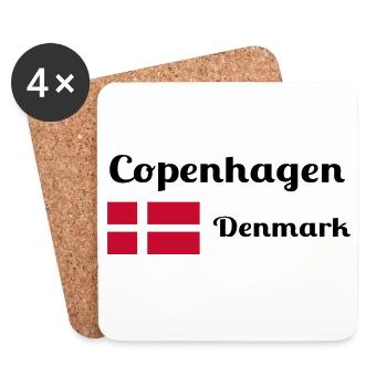 Copenhague, Danemark - Imprimés élégants - Dessous de verre (lot de 4) - blanc - Devant