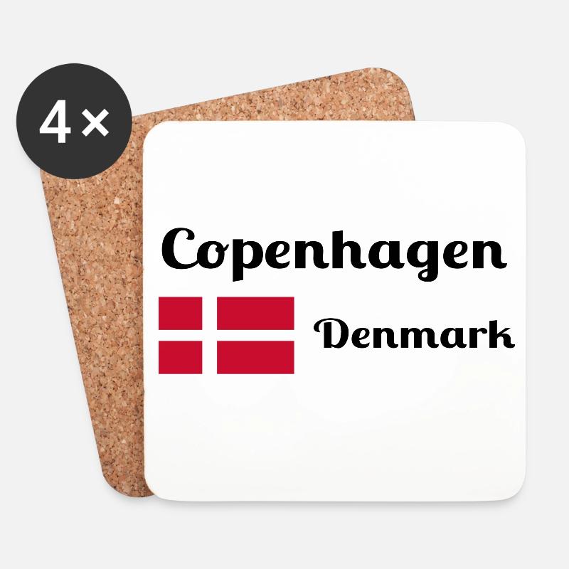 Kopenhagen, Dänemark - Stylische Drucke - Untersetzer (4er-Set) - Weiß