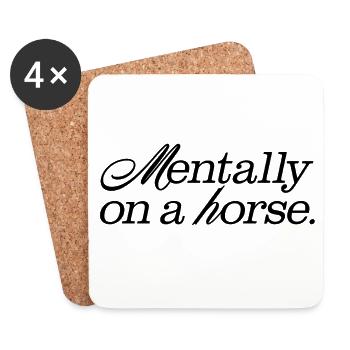 Mentalement sur un cheval - Dessous de verre (lot de 4) - blanc - Devant
