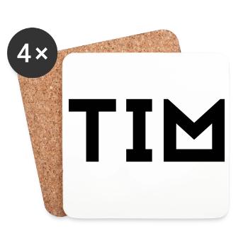 Prénom Tim - Dessous de verre (lot de 4) - blanc - Devant