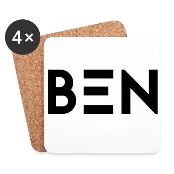 Prénom Ben - Dessous de verre (lot de 4) - blanc - Devant