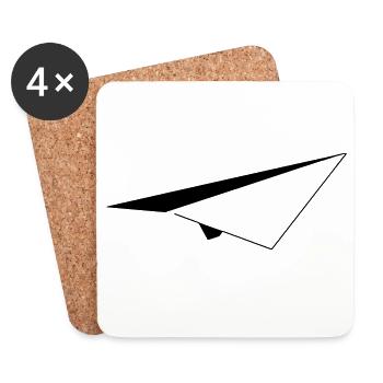 Avion en papier minimaliste - Dessous de verre (lot de 4) - blanc - Devant