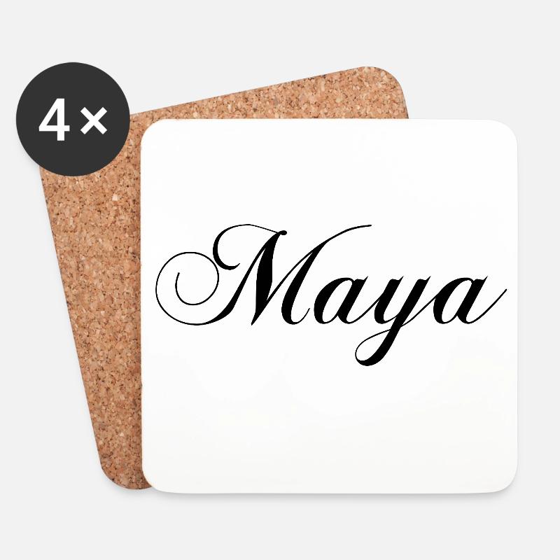 Maya, design personnalisé, style élégant - Dessous de verre (lot de 4) - blanc