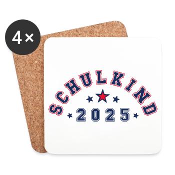 Schulkind 2025 - mit Platz für Namen darunter - Untersetzer (4er-Set) - Weiß - Vorne