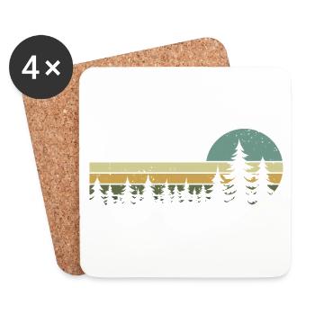 forêt nature arbres nature sauvage extérieur randonnée - Dessous de verre (lot de 4) - blanc - Devant