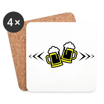 Bier Anstoßen Symbol Bierkrug - Untersetzer (4er-Set) - Weiß - Vorne