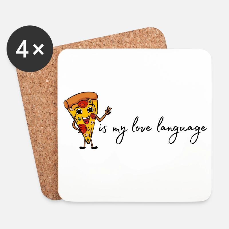 Pizza - Dessous de verre (lot de 4) - blanc
