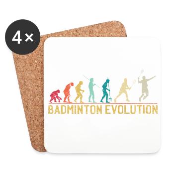 Badminton Evolution Zeitleiste Design - Untersetzer (4er-Set) - Weiß - Vorne