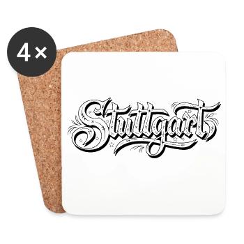 Vintage Rockabilly Tattoo Lettering - Coasters (set of 4) - white - Front