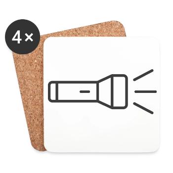 Flashlight Line Icon - Coasters (set of 4) - white - Front