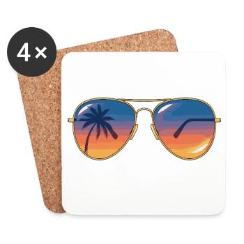 Lunettes de soleil Sunset Palm - Dessous de verre (lot de 4) - blanc - Devant