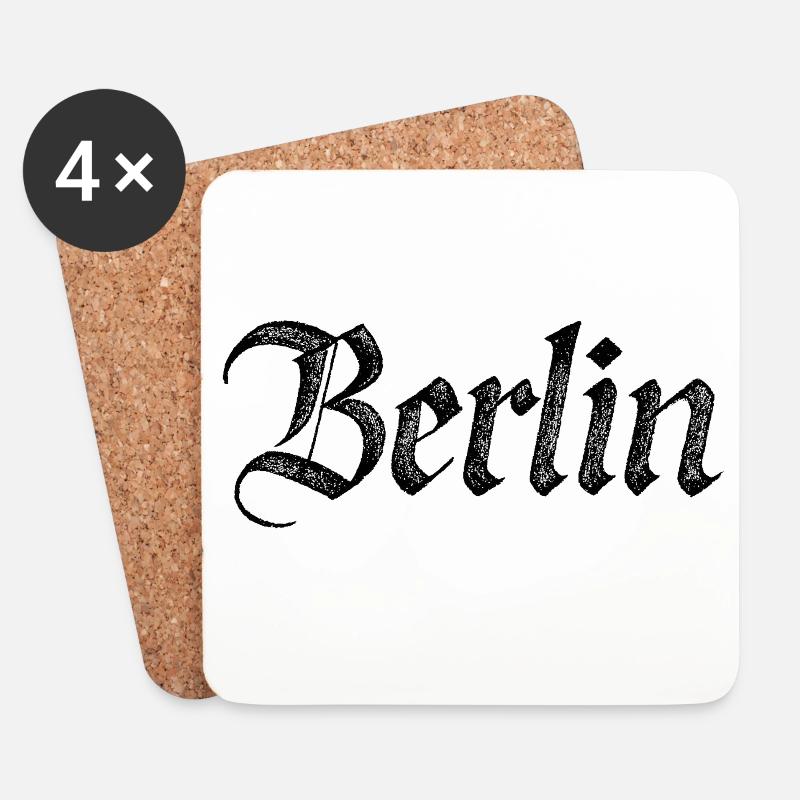Berlin Gothic Script Vintage Schwarz - Untersetzer (4er-Set) - Weiß